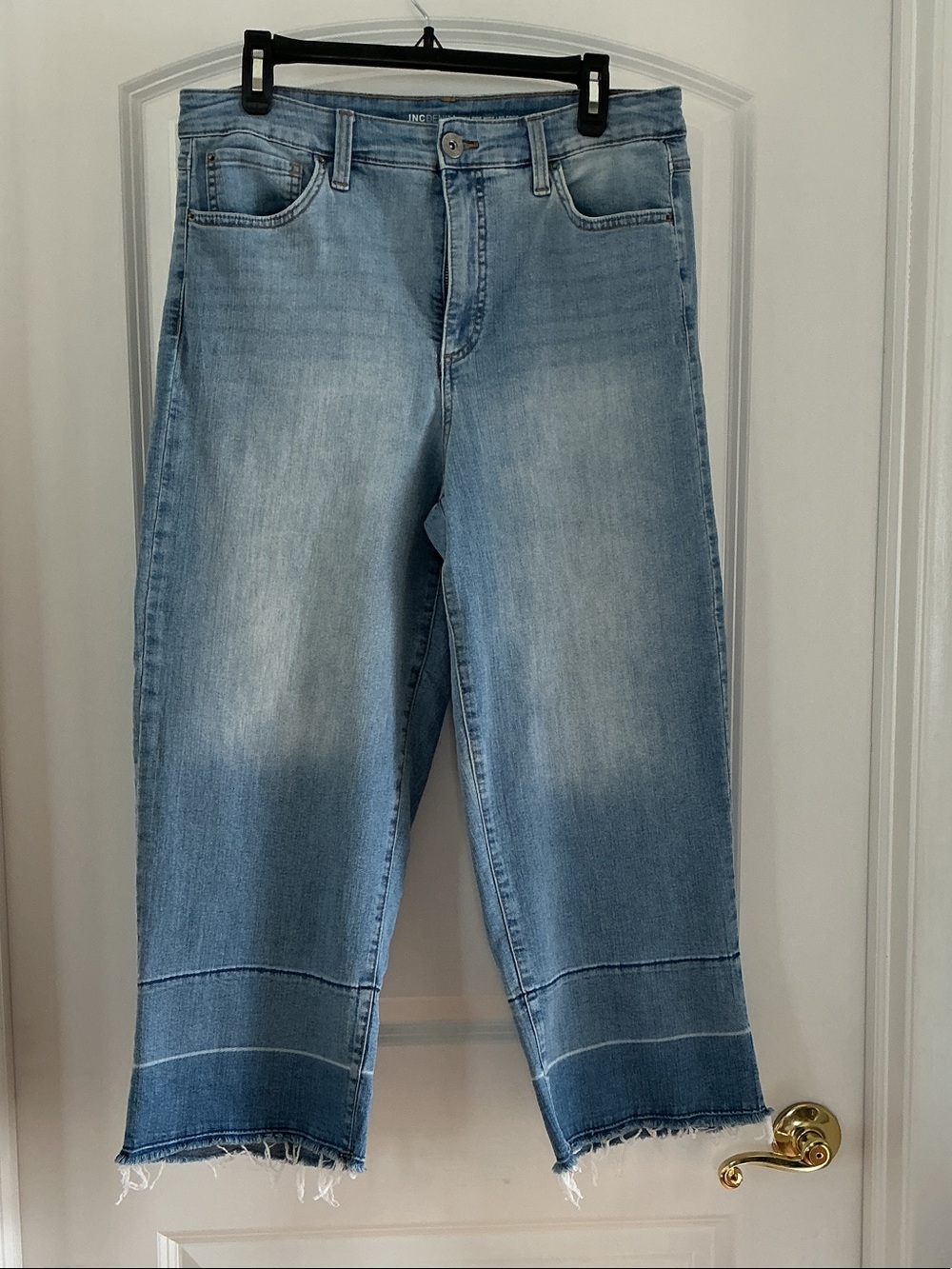 INC International Concepts Blue High Rise Wide Leg Cropped Jeans